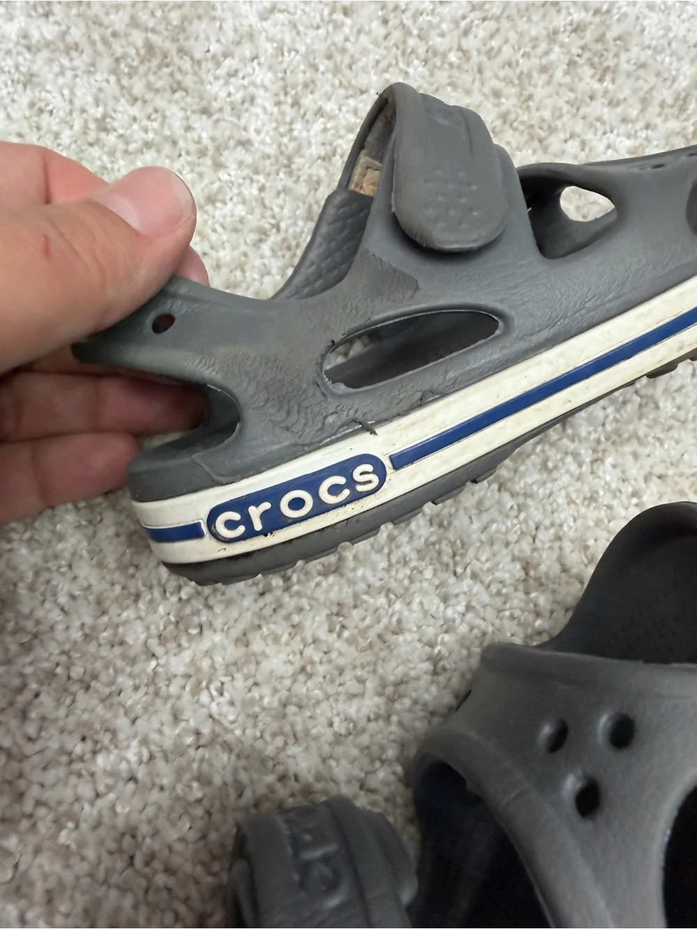Crocs Crocband II Youth Adjustable Hook-and-Loop Strap Sandals Size 9